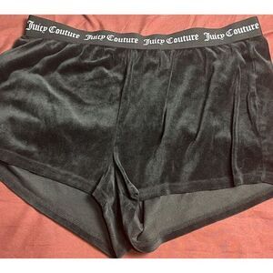 Juicy Couture Women's‎ Black Velour Mini Sleep Shorts Bling Rhinestone Logo L